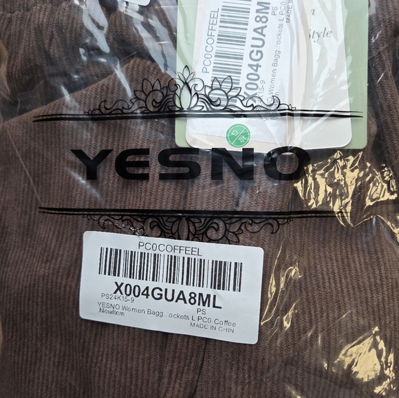 YesNo Women's Baggy, High Waisted Drawstring Coffee Color Corduroy Pants - Picture 5 of 5